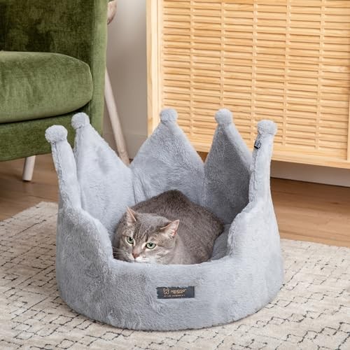 Nandog Crown Bed Micro-Plush - Light Gray