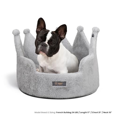 Nandog Crown Bed Micro-Plush - Light Gray