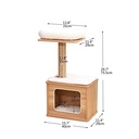 Catry, Cedar Wooden Cat Tree Condo with Natural Jute Rope Scratching Post