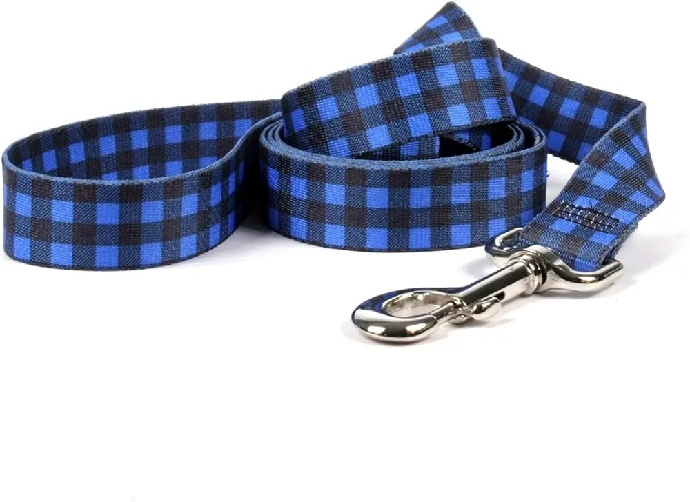 Buffalo Plaid Blue Dog Leash.webp