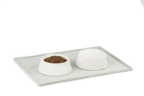 Messy Mutts Silicone Food Mat Raised Edge Light Grey Medium 20" x 12"