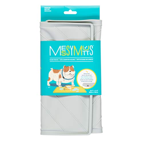 Messy Mutts Silicone Food Mat Raised Edge Light Grey Medium 20" x 12"