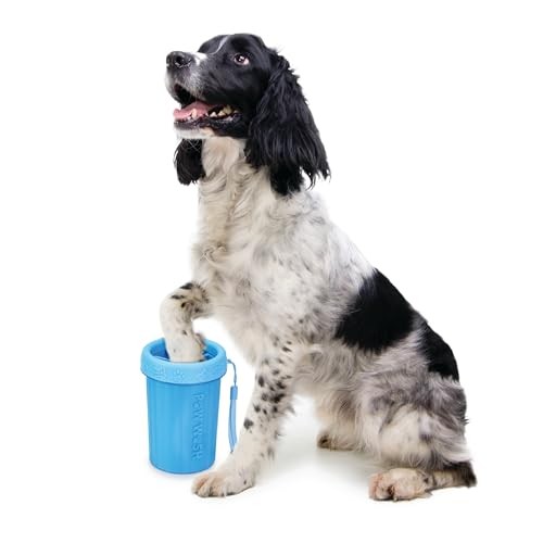 NICE PAWS - Dog Paw Cleaner - Blue - Medium - 1 Count - Portable Dog Paw Washer with Microfiber Towel, for Muddy Paws, Medium Dogs Including Beagles, 