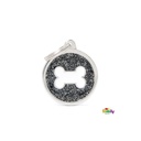 Shine - Black Glitter Circle With Bone