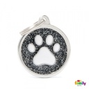 Shine - Black Glitter Circle With Paw