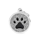 Shine - Grey Glitter Circle With Paw