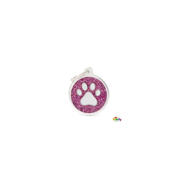 Shine - Pink Glitter Circle With Paw