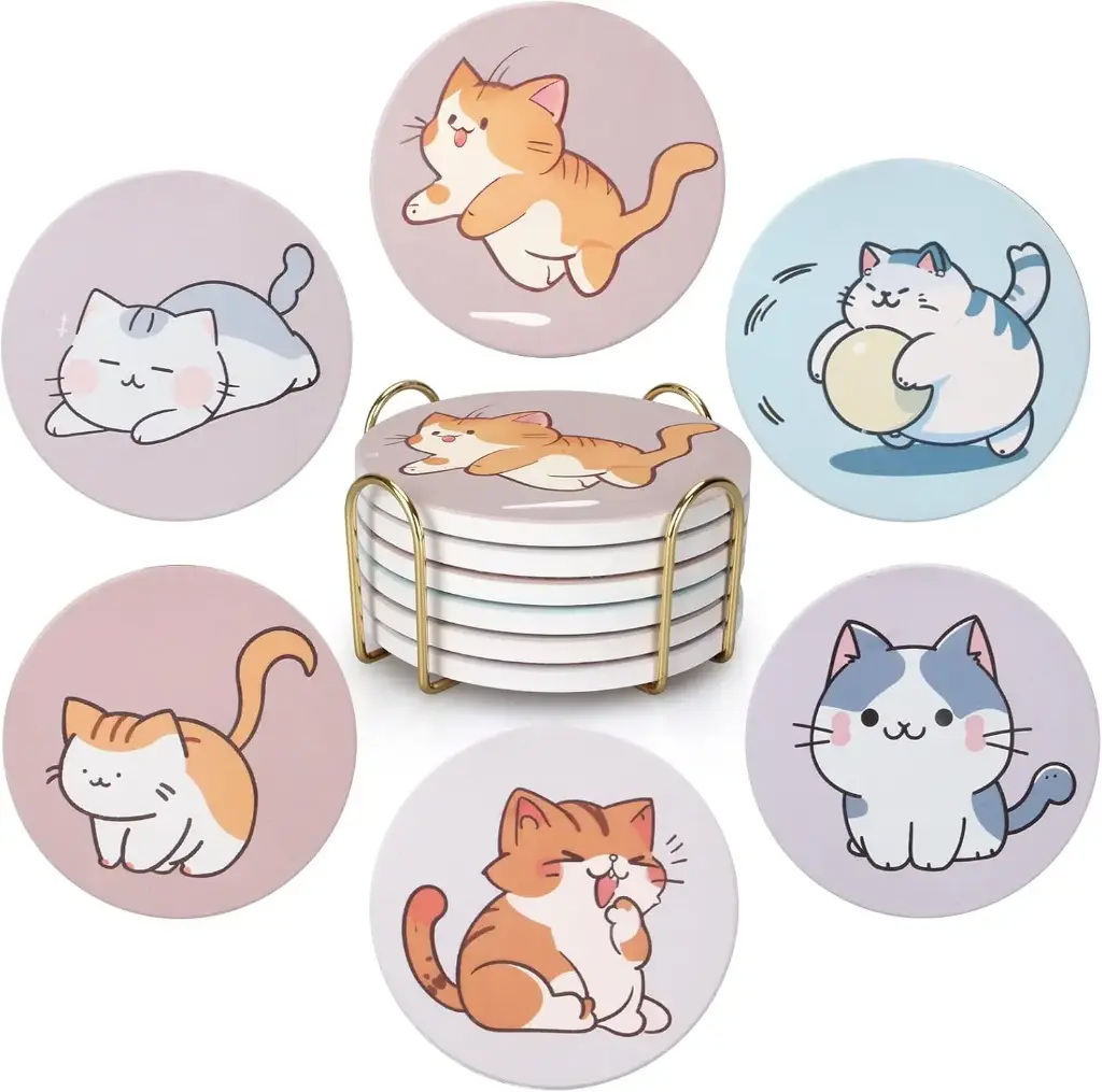 Ceramic Coasters (Cat) Set of 6