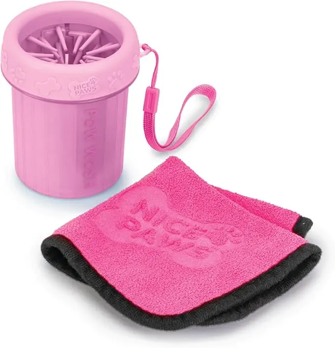 Nice Paws Paw Cleaner with Microfiber Towel Small - Pink