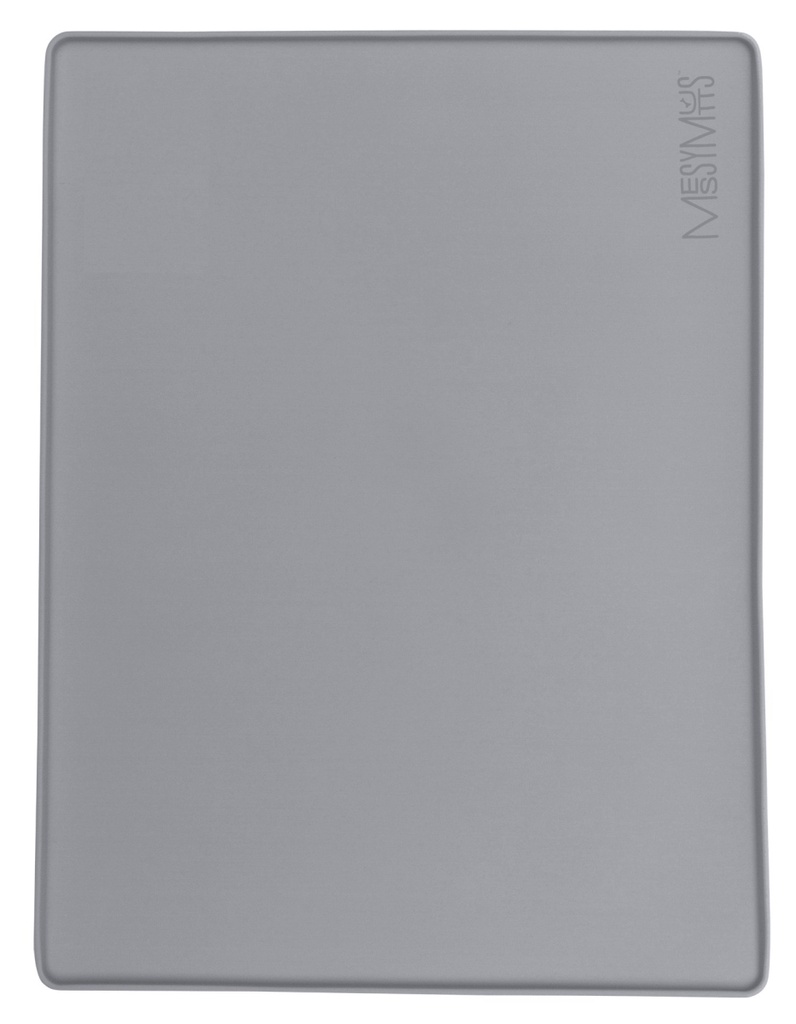 Messy Mutts & Cats Silicone Non-Slip Feeding Mat with Raised Edge 16” X 12” - Cool Grey