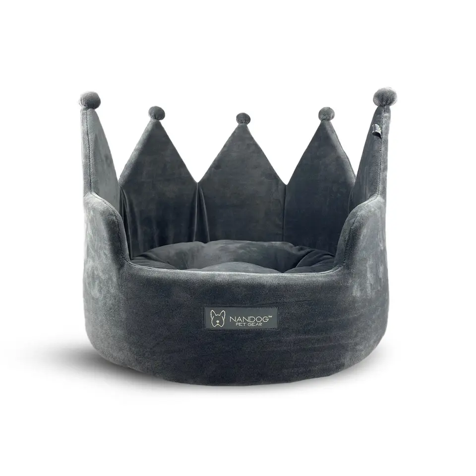 Nandog Crown Bed Micro-Plush -Dark Grey