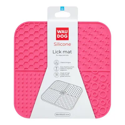 WauDog Silicone Lick Mat for Dogs and Cats Pink 190x190x10mm