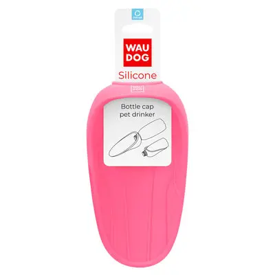 WauDog Bottle Cap Pet Drinker Pink 165x90mm