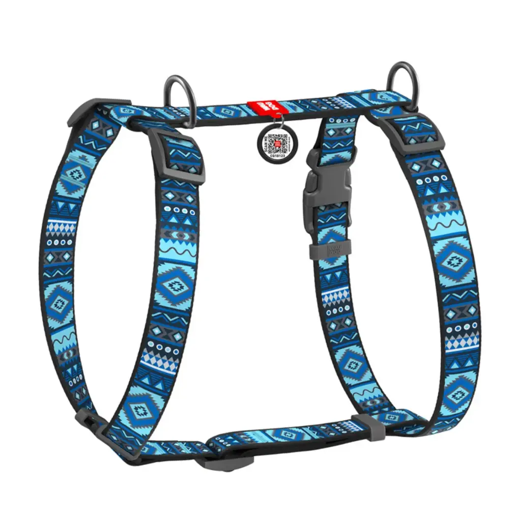 WauDog 'Etno Blue' H-Harness Large
