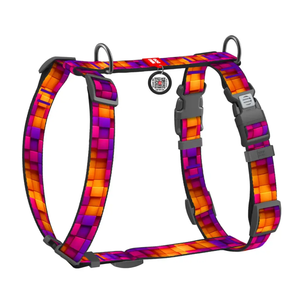 WauDog Nylon '3D Cubes' H-Harness Small
