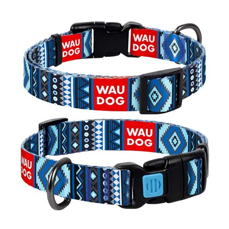 WauDog Nylon 'Etno Blue' Collar Medium 