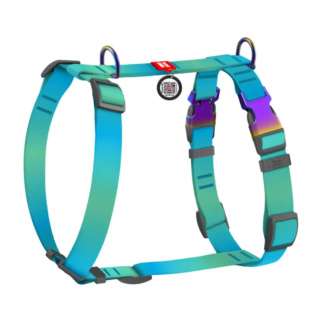 WauDog Recycled Nylon H-Harness Blue Gradient Small