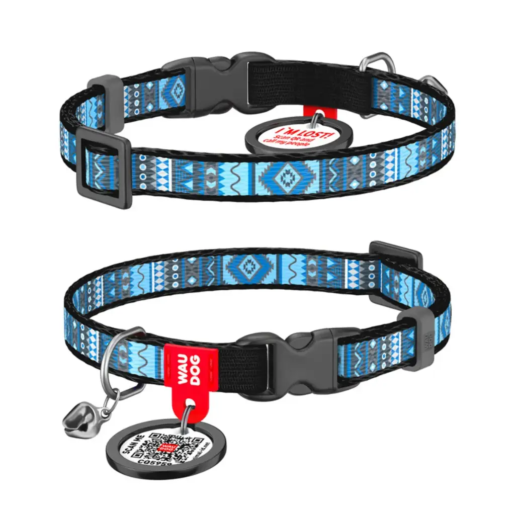 WauDog Nylon 'Etno Blue' Cat Collar XSmall