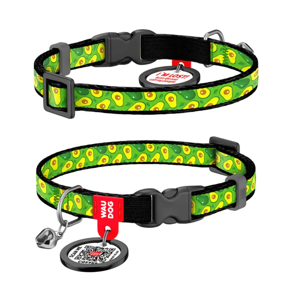 WauDog Nylon 'Avocado Design (Green)' Cat Collar XSmall