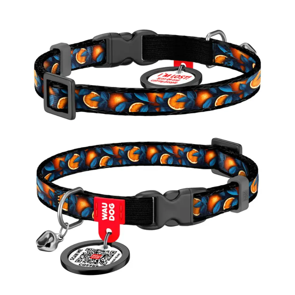 WauDog Nylon 'Oranges' Cat Collar XSmall
