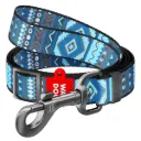 WauDog Nylon 'Etno Blue' Adjustable Leash Small 152-183cm