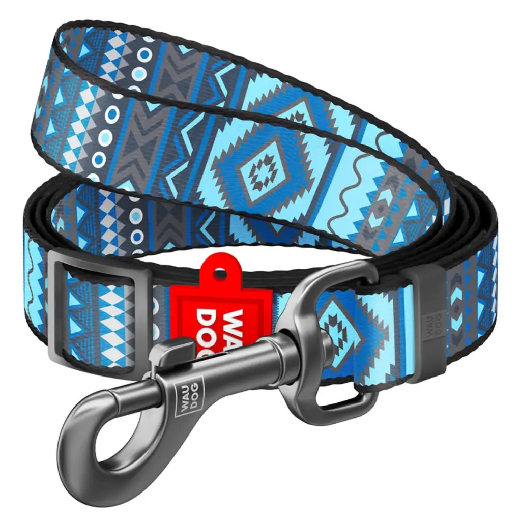 WauDog Nylon 'Etno Blue' Adjustable Leash Large-XXLarge 152-183cm