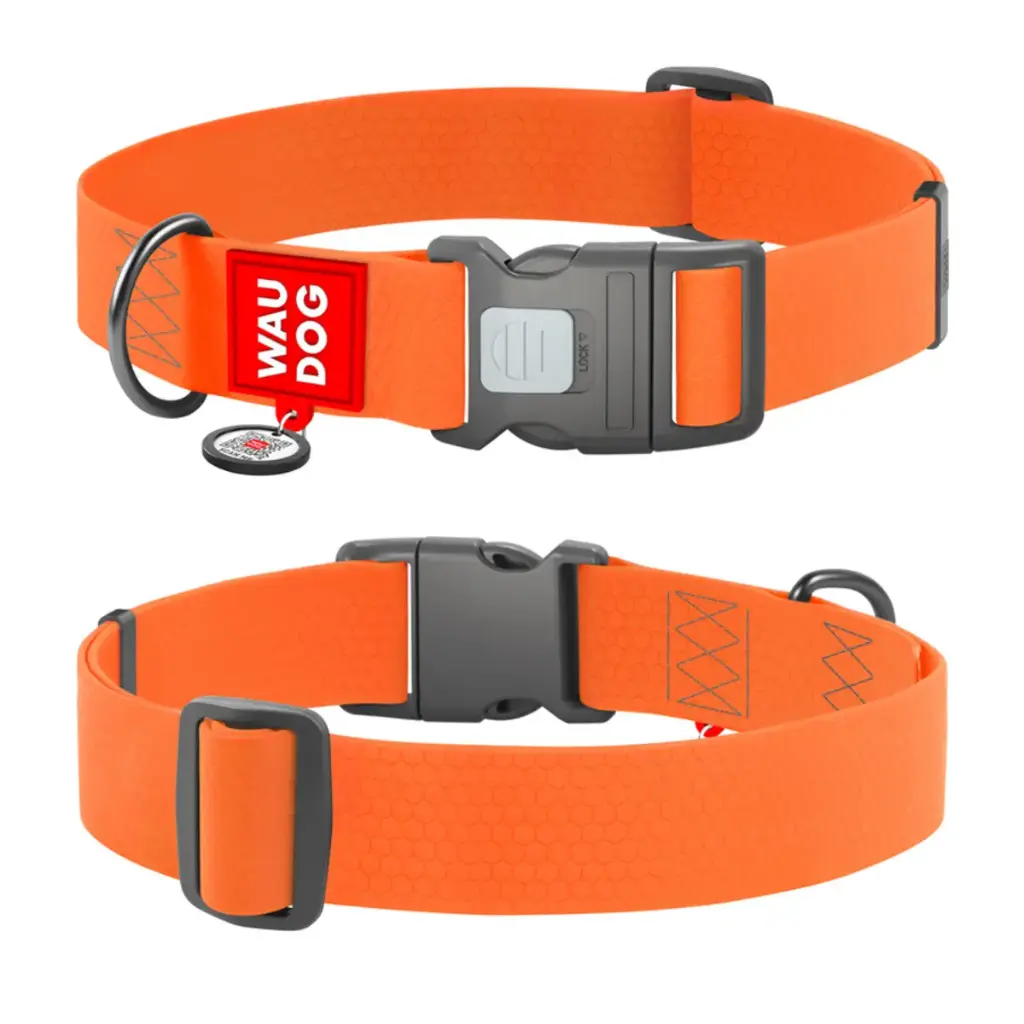 WauDog Waterproof Dog Collar XXLarge Orange 46-70cm