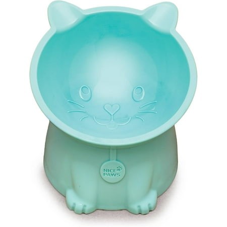 Nice Paws Recycled Plastic Cat Tilted Bowl - Blue