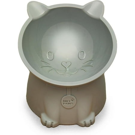 Nice Paws Recycled Plastic Cat Tilted Bowl - Gray