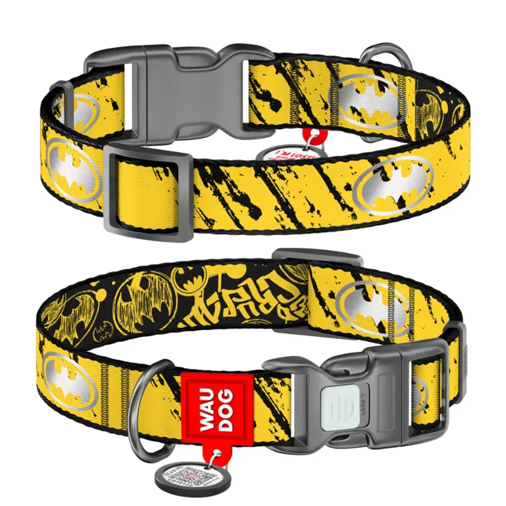 Waudog Nylon "Batman" Collar XLarge - 37-58cm