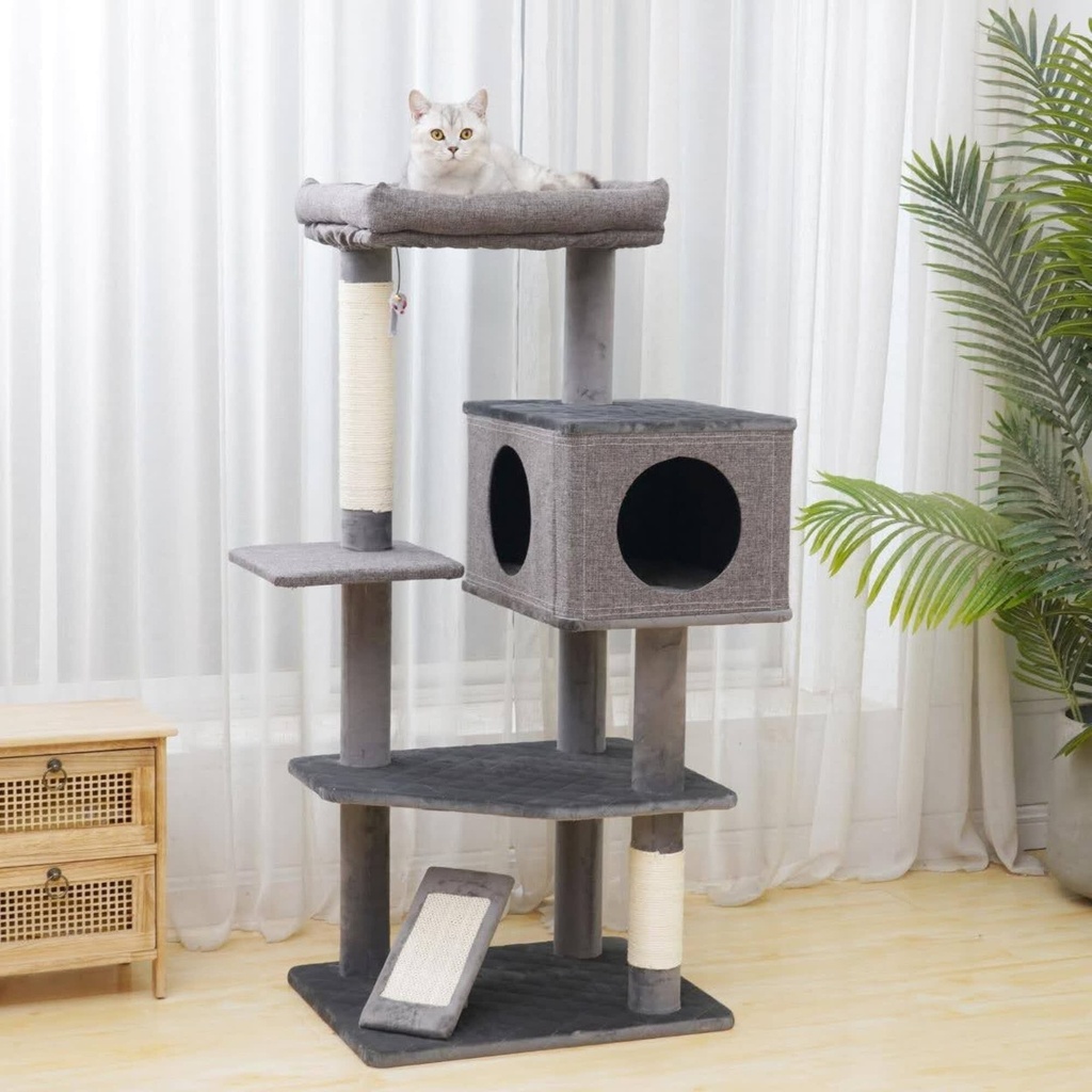 Catry Yara 5 Level Large Cat Tree With Linen Condo