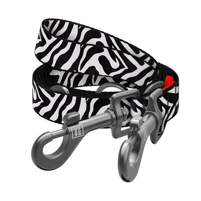 Waudog Nylon Adjustable Leash Zebra Medium