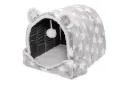 Furhaven Fleece Cozy Cave Bed for Small Pets Gray Stars