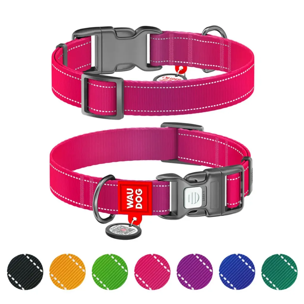 WAUDOG Nylon Mono Dog collar Small Pink