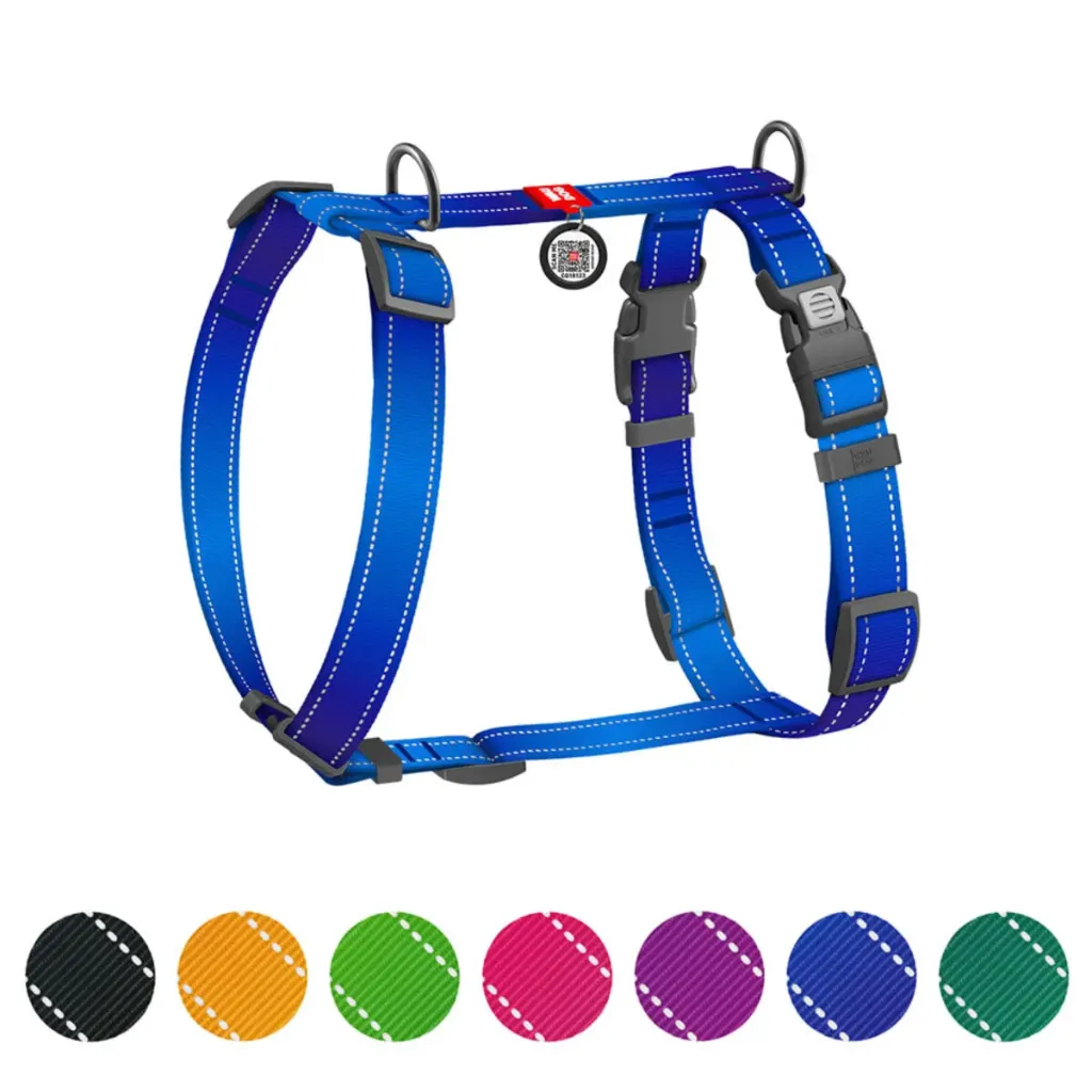 WAUDOG Nylon Mono dog H-harness Blue Medium