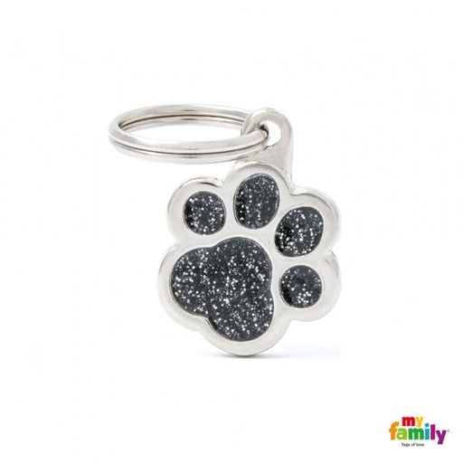 [Tg-1146] Shine - Small Black Glitter Paw