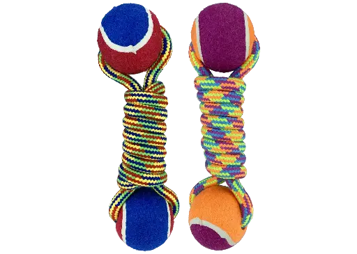[Ty-1086] Pet Envy Double Knot Rope w/ Tennis Balls