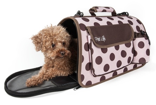 [A-1051] Folding Pet Carrier - Pink Polka Dot