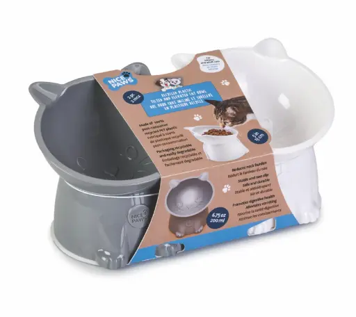 Nice Paws Recycled Plastic Tilted Cat Bowls - 2pc