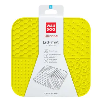 WauDog Silicone Lick Mat for Dogs and Cats Yellow 190x190x10mm