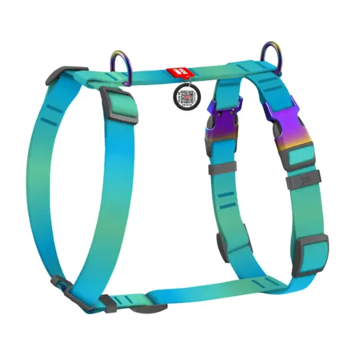 WauDog Recycled Nylon H-Harness Blue Gradient Large