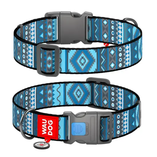 WauDog Nylon 'Etno Blue' Collar XXLarge
