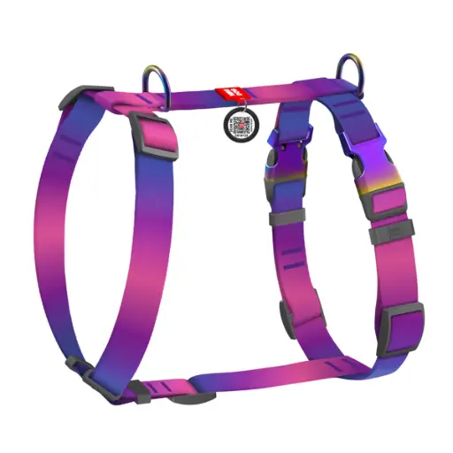 WauDog Recycled Nylon H-Harness Purple Gradient Medium